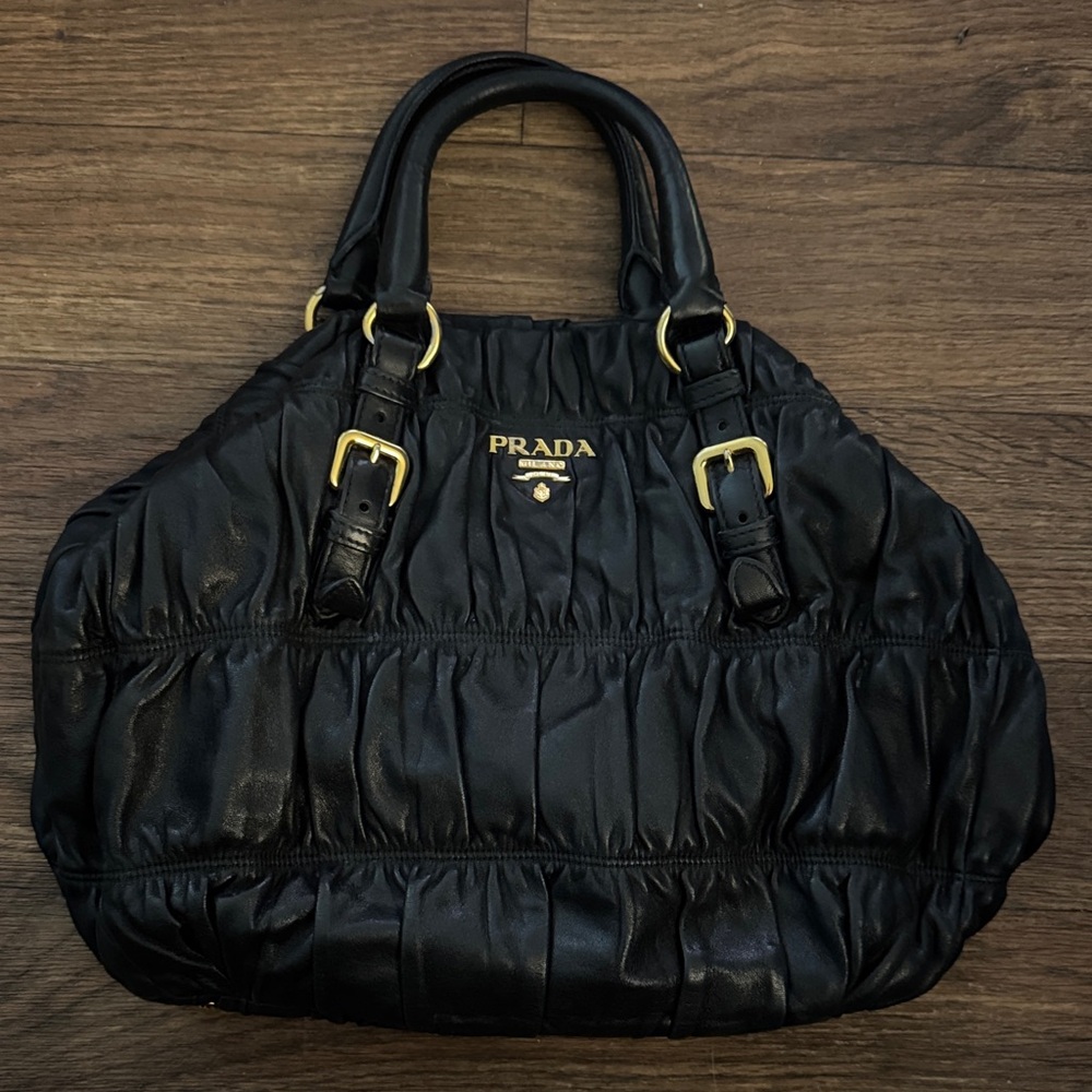 Prada Black Gaufré Nappa Leather Two-Way Bag